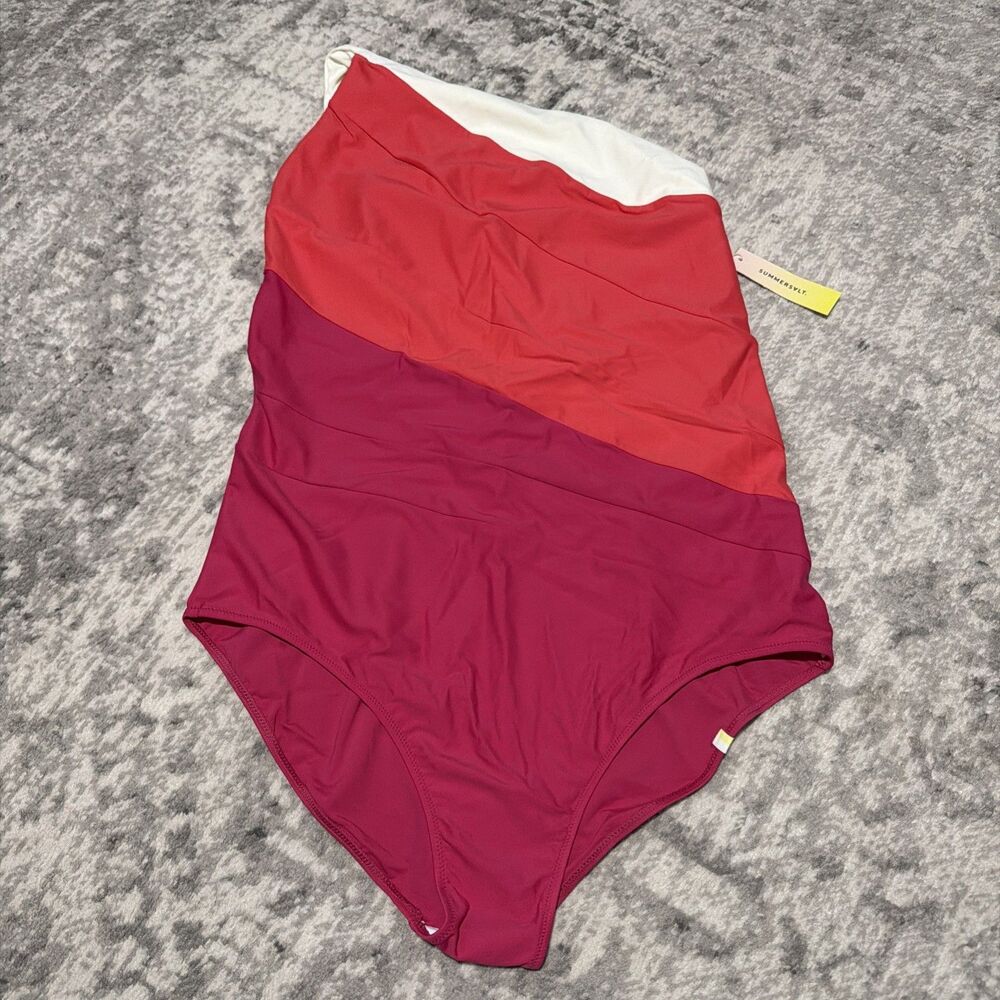Summersalt The Sidestroke OnePiece Swimsuit Lava & Hibiscus & White Sand US22 LT